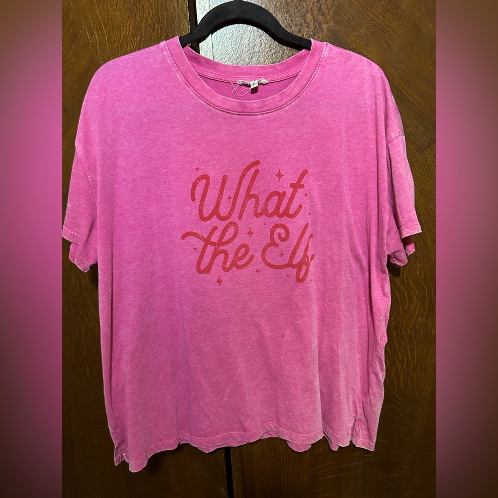 Maurices Pink 'What the Elf' Graphic Tee size XL